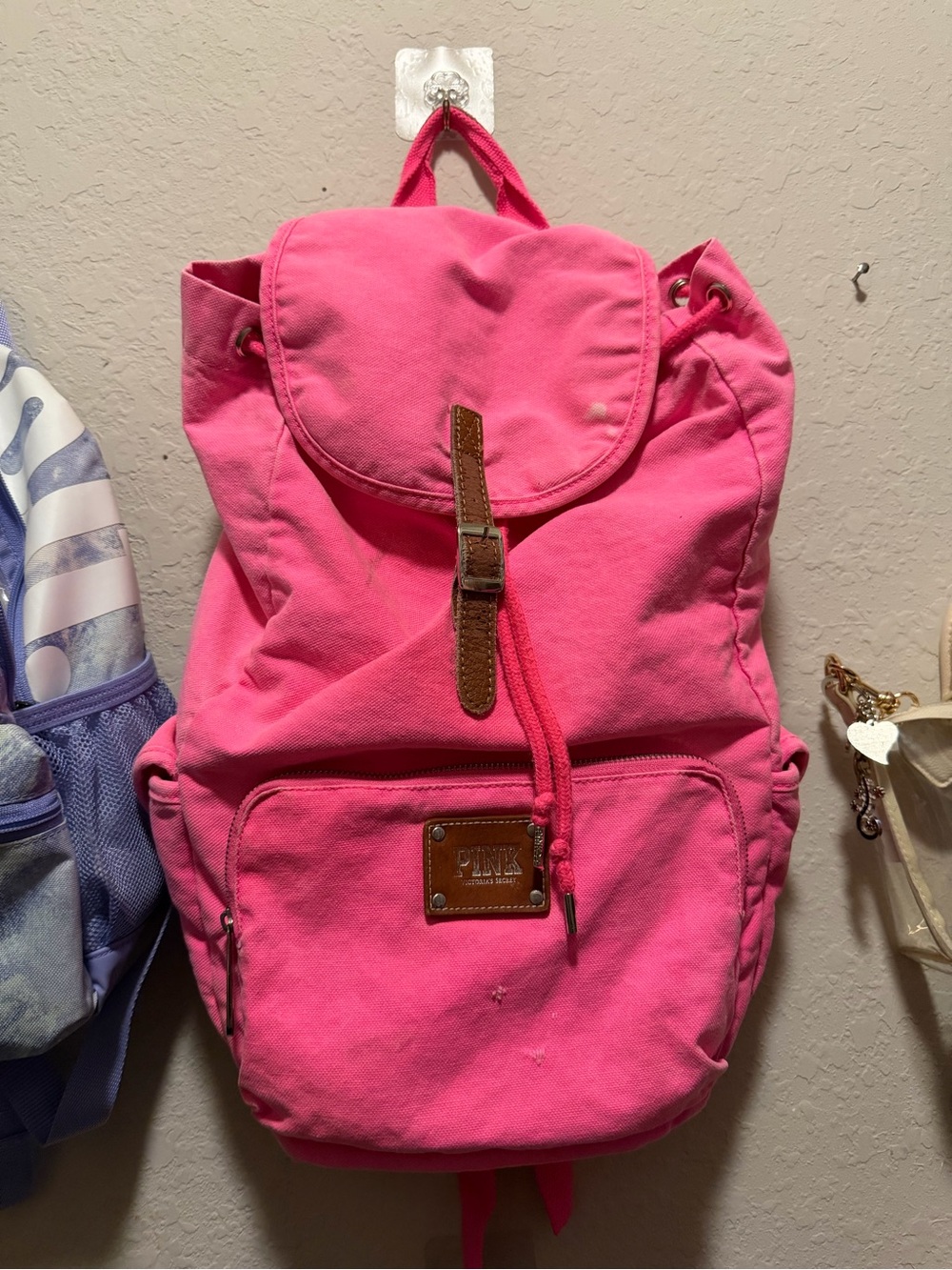 Pink Canvas Drawstring Backpack - PINK Victoria's Secret